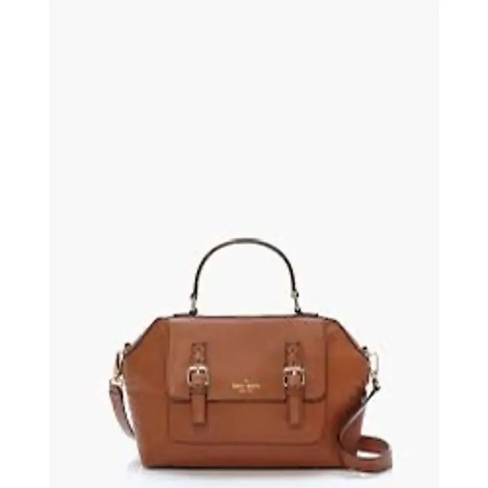 Kate Spade Allen Street Raquelle Brown Leather Satchel Bag with Crossbody Strap‎